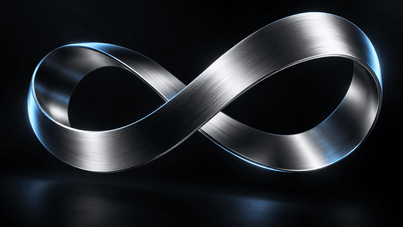 A continuous sculptural silver ribbon